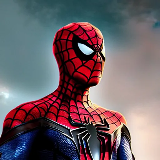 Image similar to film, movie still, film still of Dustin Henderson as Spiderman, 2023, dramatic lighting, movie poster, cinematic action scene, realistic, high definition quality, best movie of the year, award winning film