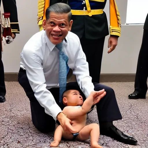 Image similar to Vajiralongkorn wearing a diaper during Las Vegas bender