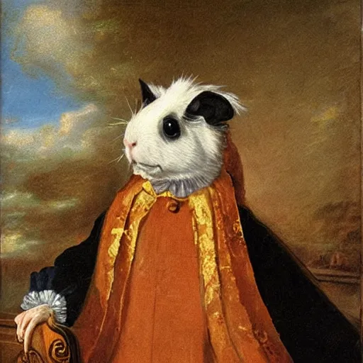 Prompt: a guinea pig dressed as chopin, 1 8 th century oil painting