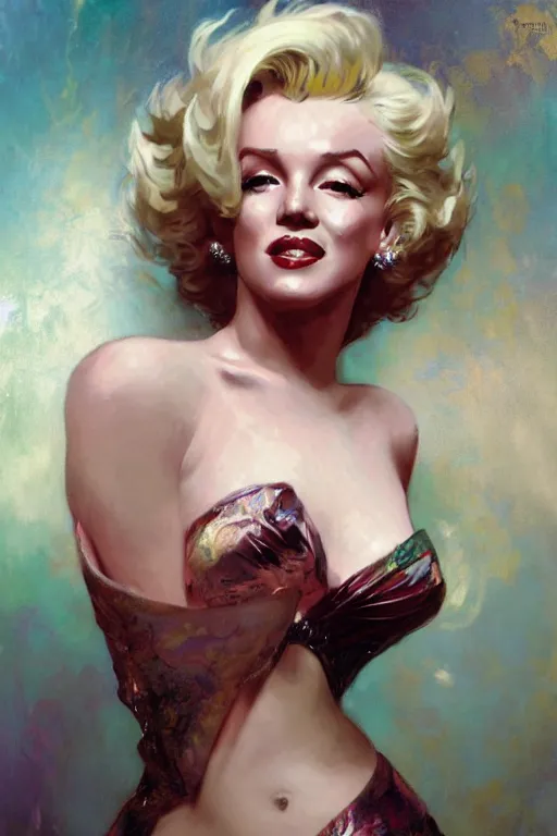 Prompt: Marilyn Monroe portrait, fantasy, elegant, intricate, by Stanley Artgerm Lau, greg rutkowski, thomas kindkade, alphonse mucha, loish, norman Rockwell