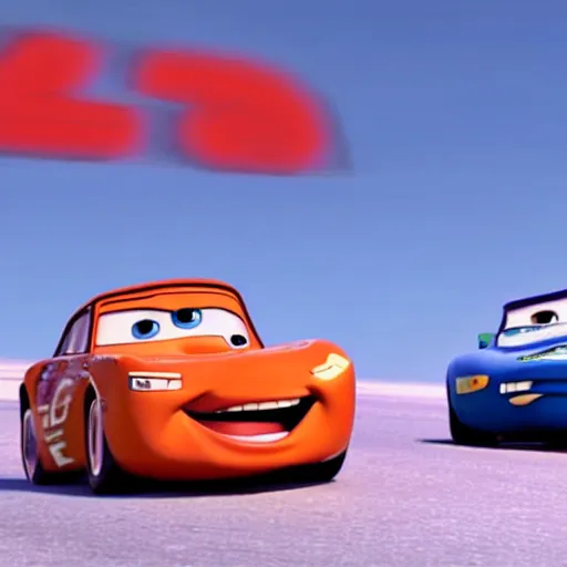 Image similar to cinematic film still of joe biden in the movie cars by pixar