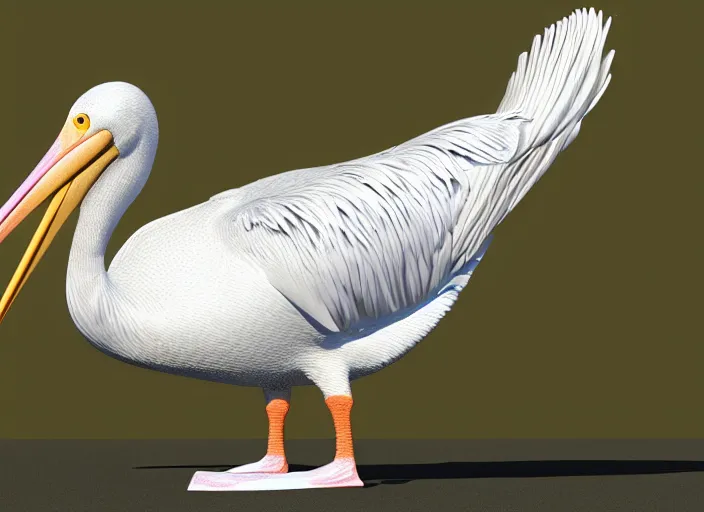 Image similar to 3d model of pelican, 8k, detailed, realistic