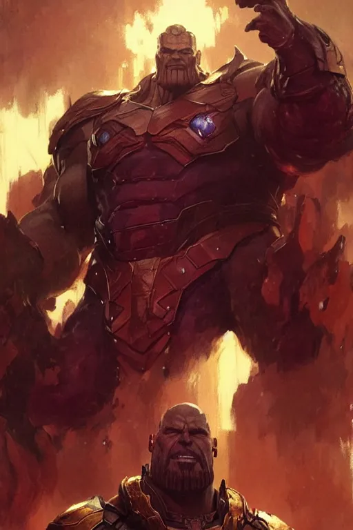 Prompt: gigachad thanos portrait dnd, painting by gaston bussiere, craig mullins, greg rutkowski, yoji shinkawa