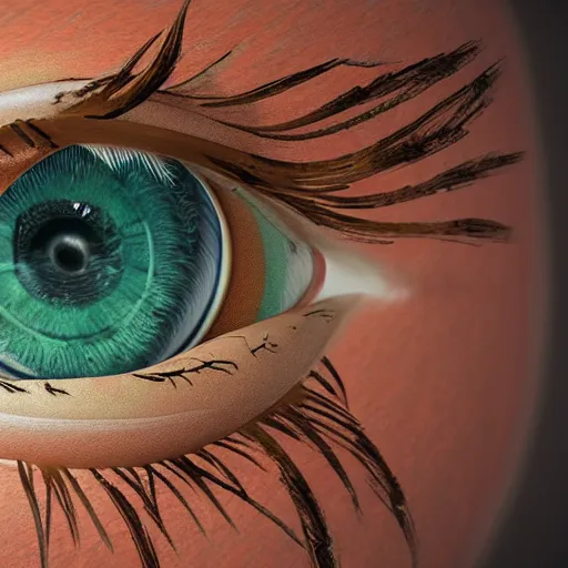 Image similar to hyperrealisitc extremely detailed life like image of human eye, made in unreal engine 5, octane render, 1 6 k hd, realisitc, ray tracing, detailed, intricate