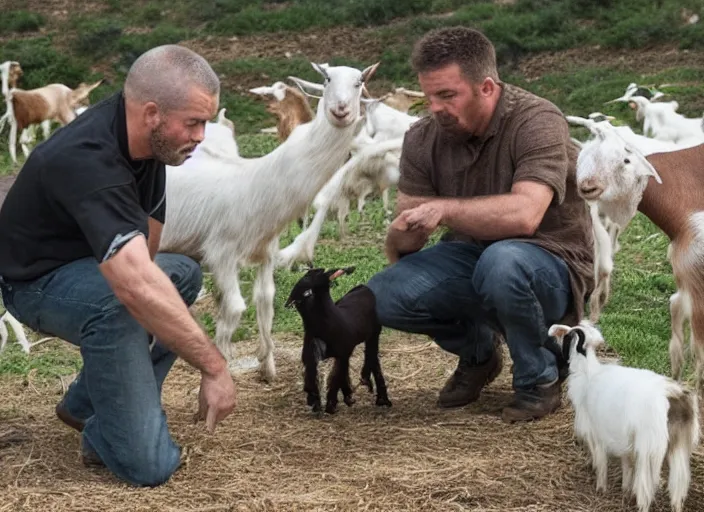 Prompt: three men who stare at goats, hollywood movie