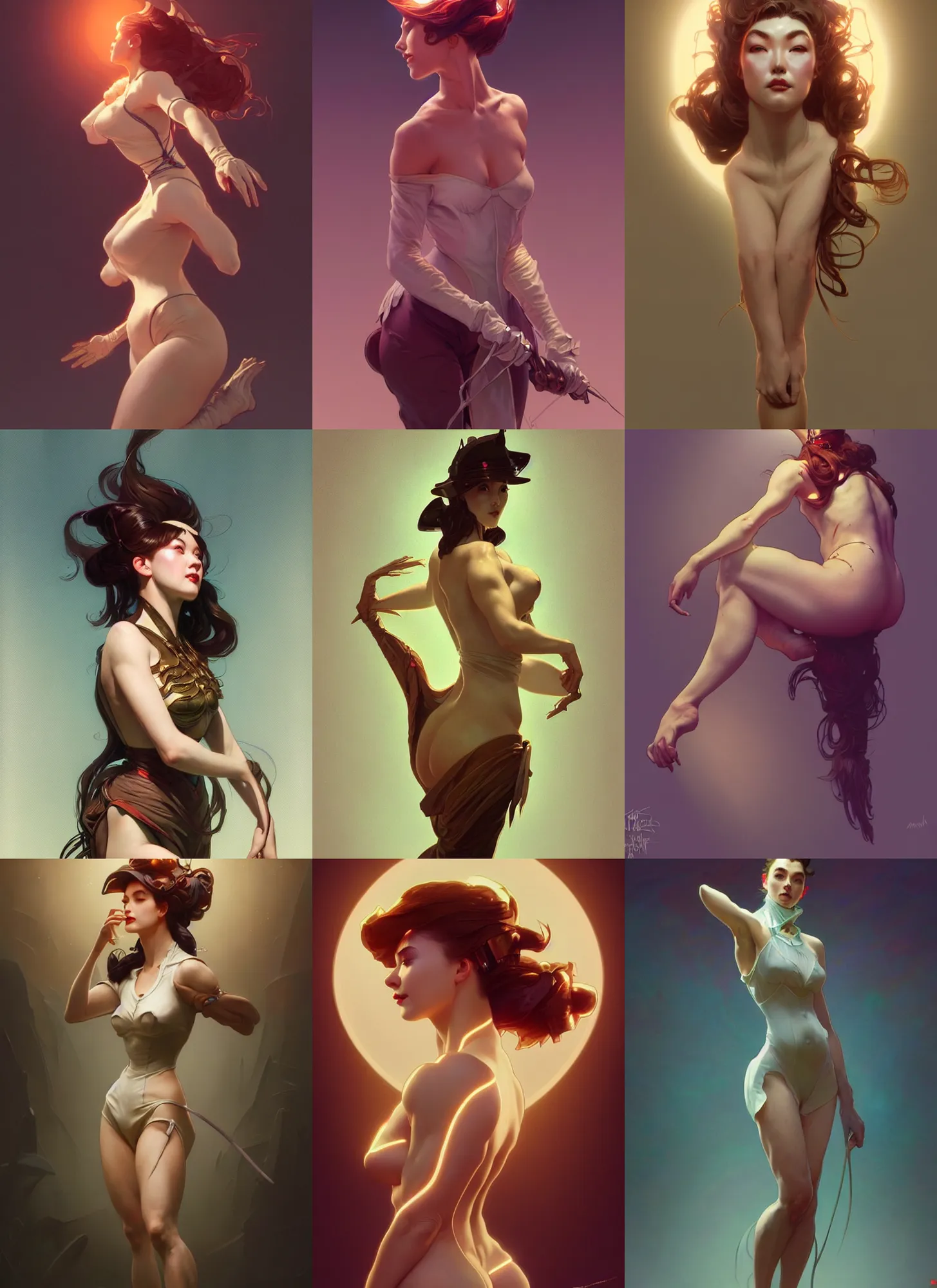 Prompt: digital concept art by artgerm, tooth wu, bierstadt, gurney, stalenhag and alphonse mucha. just one lonely namilia attctive showgirl!! full body!! contour light effect!! 8 k, stage light. octane render. sharp edge. ultra clear detailed