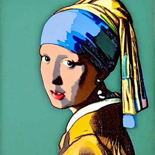 Image similar to Girl With a Pearl Earring by Andy Warhol