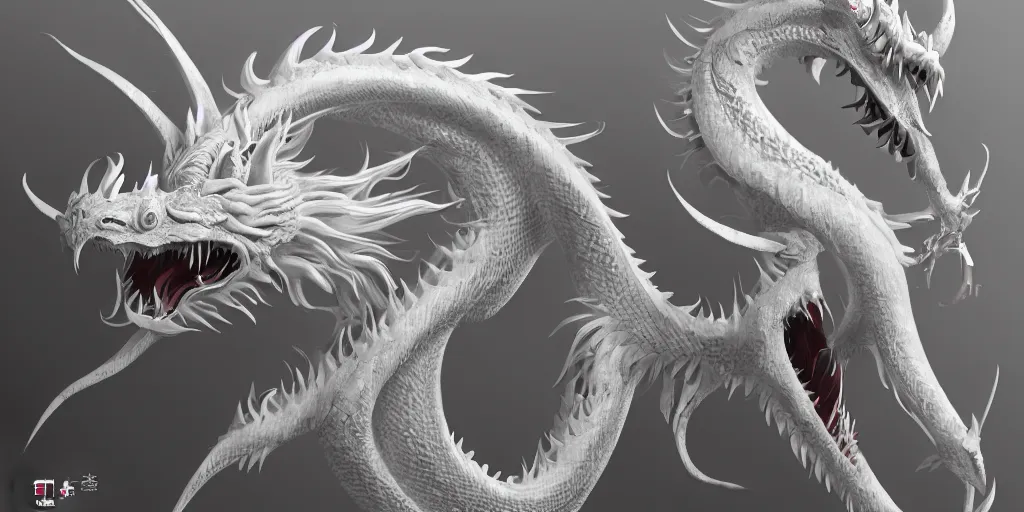 Prompt: a white chinese dragon, 4 k, matte paint, sharp detail, artstation