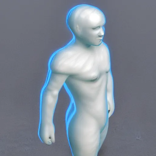 Image similar to cube human made of ice, 3 d render