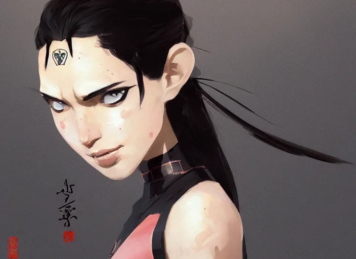 Image similar to model face gal gadot as nezuko from demon slayer ねずこイラスト bamboo by artgem by greg rutkowski trending on artstation