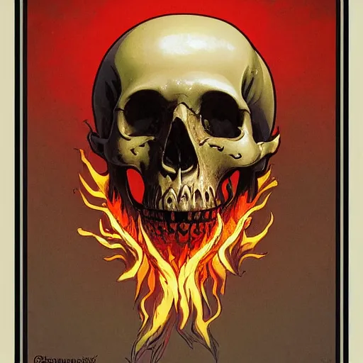 Prompt: human skull on fire, held by the rotten decayed hands of a human, cinematic, by greg rutowski, by greg rutkowski, by stanley artgerm, by alphonse mucha