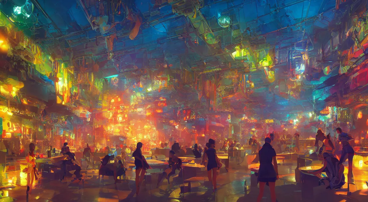 Image similar to bazaar zouk oriantal multicolorful sky shine place mosquet painting stylized digital video game icon global illumination ray tracing 8 k hd resolution, by ilya kuvshinov and cushart krentz and gilleard james