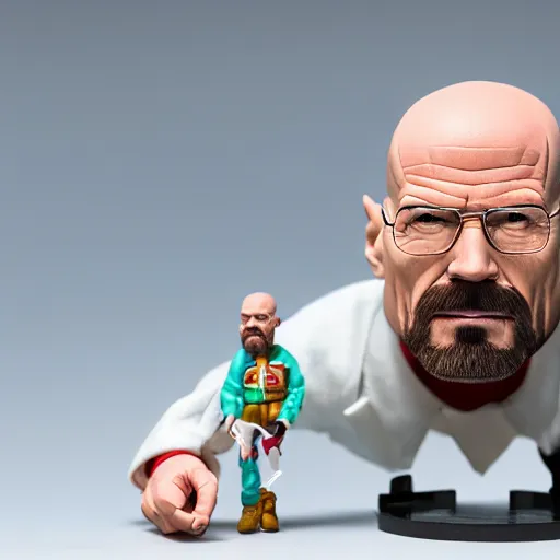 Prompt: walter white action figure, mattel, product photography, studio lighting, depth of field