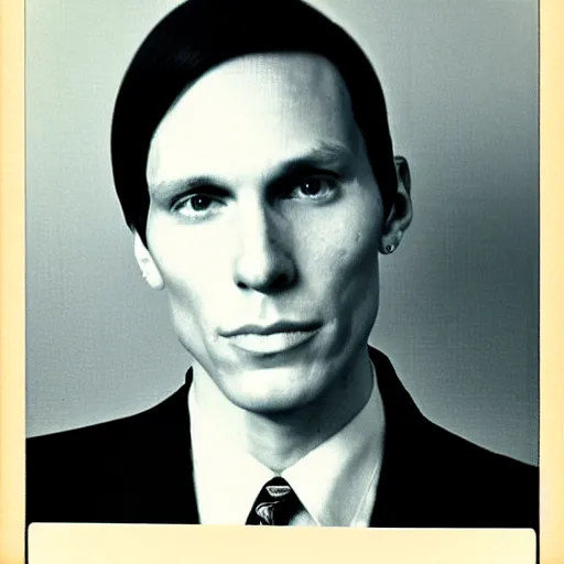 Image similar to A photograph portrait of Jerma985 with short-medium length hair a combover wearing early 1970s menswear in the early 1970s, taken in the early 1970s, grainy, taken on a 1970s Polaroid Camera, realistic, hyperrealistic, very realistic, highly detailed, very detailed, extremely detailed, detailed, digital art, trending on artstation, colorized photo