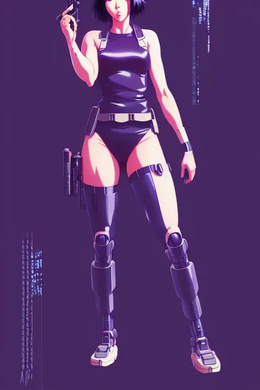 Image similar to a fullbody portrait of motoko kusanagi the major ghost in the shell : : stand alone complex, under repairs, maintenance : : by ilya kuvshinov, rossdraws, artgerm, sola digital arts, anti aliasing, raytracing : :