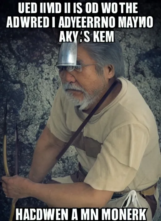 Image similar to i used to be an adventurer, until i took an arrow to the knee, hayao miyazaki