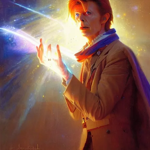 Prompt: david bowie as doctor who, radiant light, caustics, heroic, bright iridescent light, by gaston bussiere, bayard wu, greg rutkowski, maxim verehin