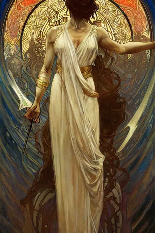 Image similar to The lord of the rings, fantasy, painting by greg rutkowski and alphonse mucha