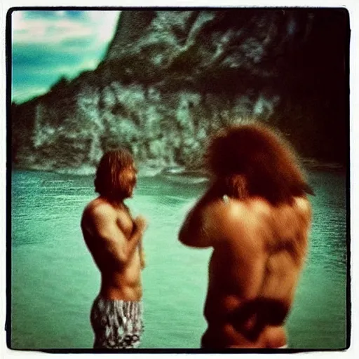 Prompt: “Prehistoric cavemen using an iPhone, grainy photograph”