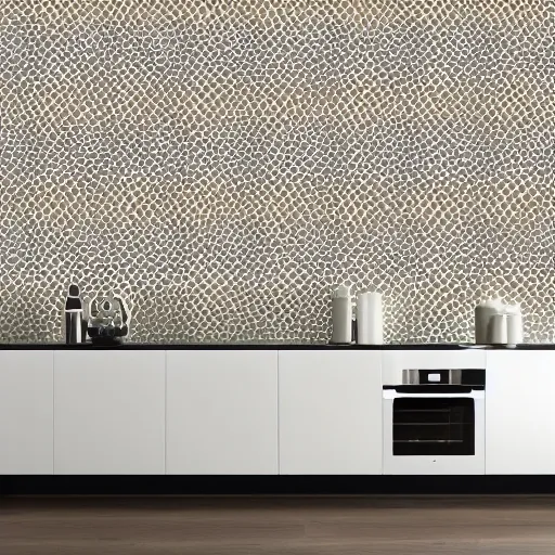 Prompt: modern kitchen wallpaper design. expensive