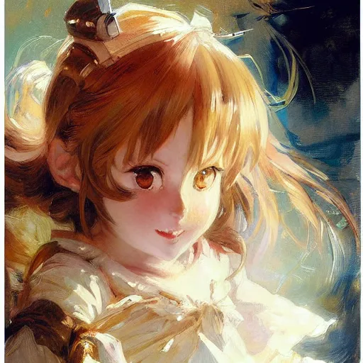 Image similar to mad cute anime girl faces, chibi art, painting gaston bussiere, craig mullins, j. c. leyendecker