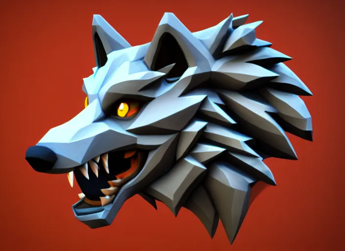 Image similar to wolf head, stylized stl, 3 d render, hearthstone style