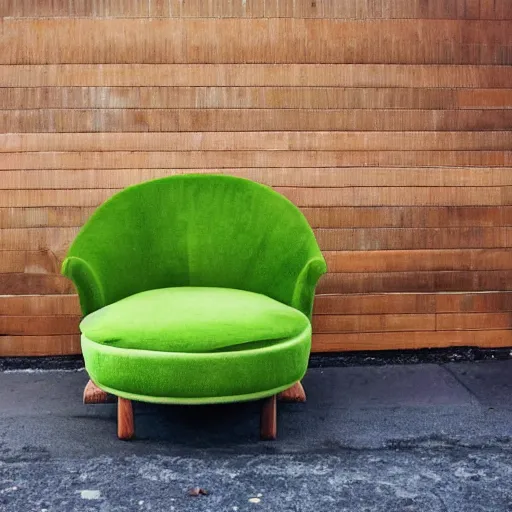 Image similar to an armchair in the shape of an avocado