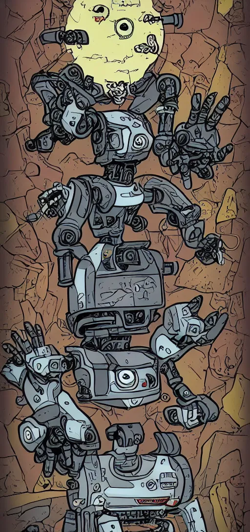 Image similar to evil robotic goat, comics, by alan rabinowitz