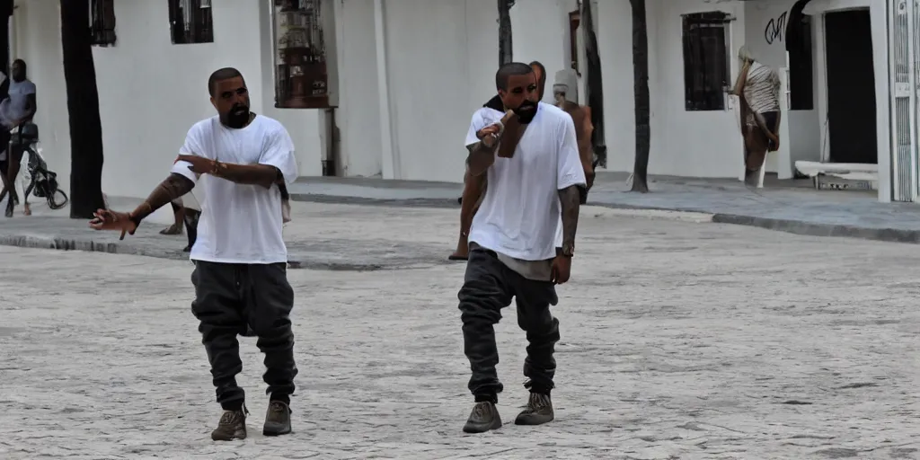 Image similar to kanye west caught chilling in aruba street photography nikon p 5 0 0