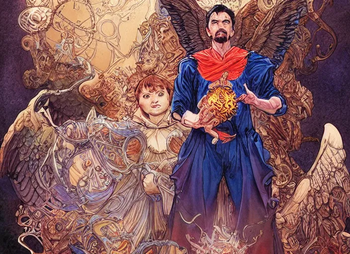 Prompt: a highly detailed angelic portrait of stephen strange, james gurney, james jean