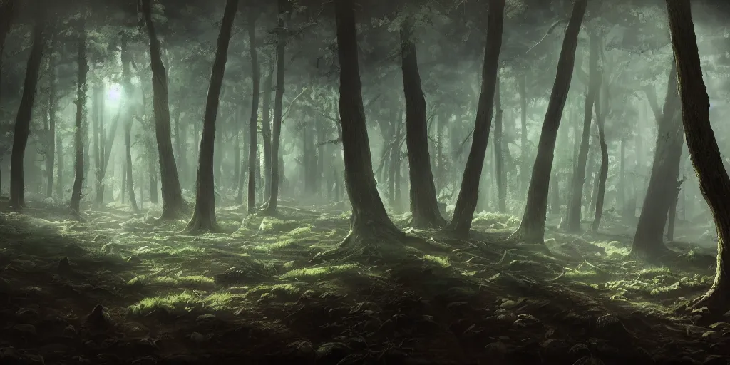 Prompt: A forest on the moon, cinematic lighting, detailed oil painting, hyperrealistic, 8k