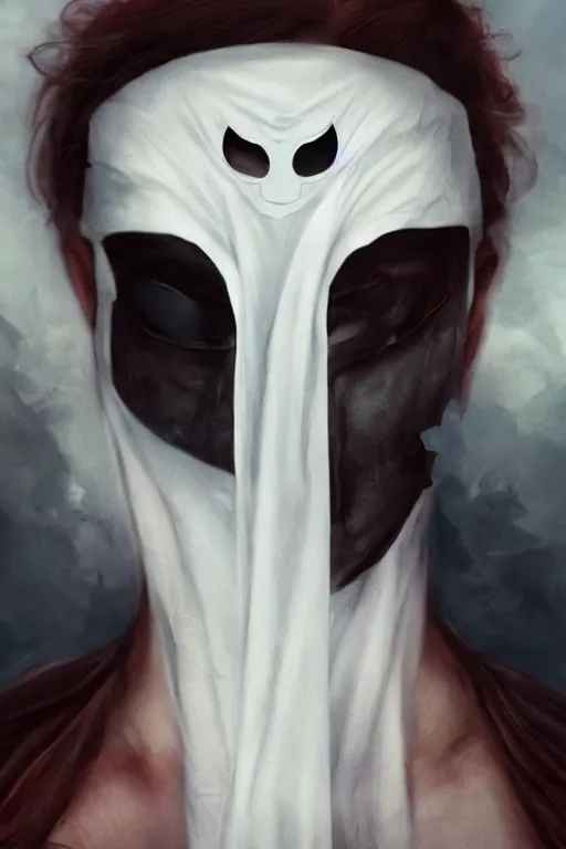Image similar to characters portrait of Moon Knight mixed with Ghostface by Alyssa Monks, full-shot, merged character, Full body shot, cinematic opening shot, 4k, highly detailed, cinematic lighting