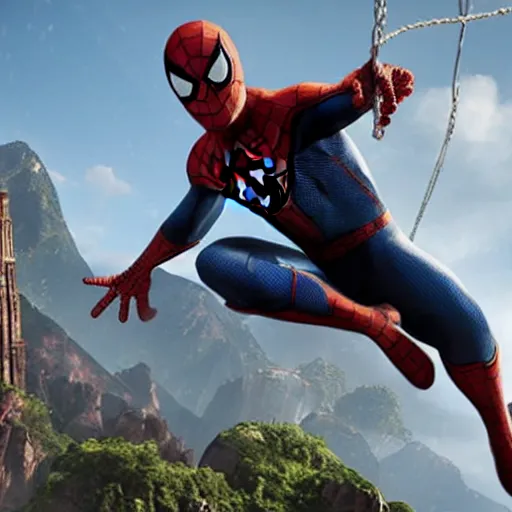 Prompt: spiderman in uncharted 4