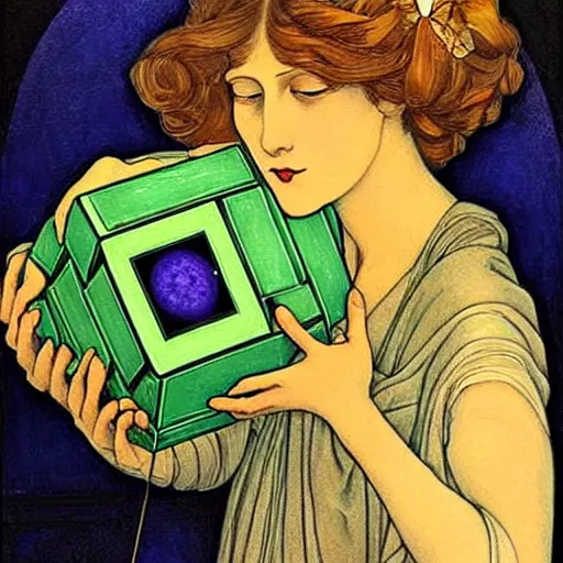 Image similar to beautiful art nouveau painting of companion - cube!!!!!!!!!!!!!!!!! companion - cube!!!!!!!!!!!!!!!!!