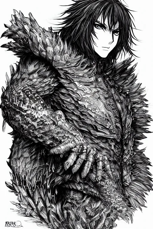 Prompt: raven human hybrid, highly detailed, digital art, sharp focus, trending on art station, kentaro miura manga art style