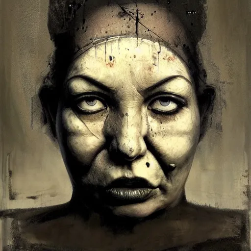 Image similar to portrait of the face of big fat old sumoringer as despair from sandman, venus of willendorf, by jeremy mann, by gregory crewdson, by bastien lecouffe deharme, by russ mills, sad face, topknot, black hair, mourning, black eyes, white room, soft lightning, high detailed, 8 k