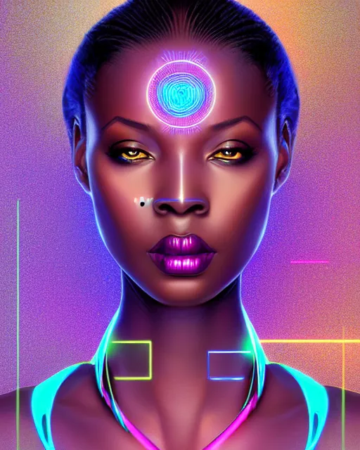 Image similar to symmetry!! african princess of technology, solid cube of light, hard edges, product render retro - futuristic poster scifi, lasers and neon circuits, beautiful dark skin african princess, intricate, elegant, highly detailed, digital painting, artstation, concept art, smooth, sharp focus, illustration, dreamlike, art by artgerm