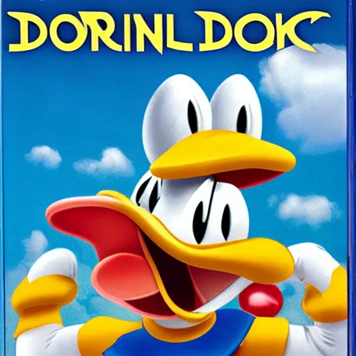 Prompt: donald duck quack attack for playstation box art
