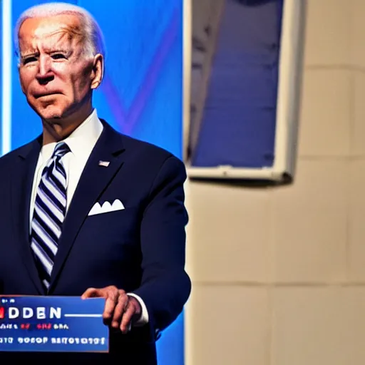 Prompt: joe biden as a cyborg, award winning presidential campaign photography