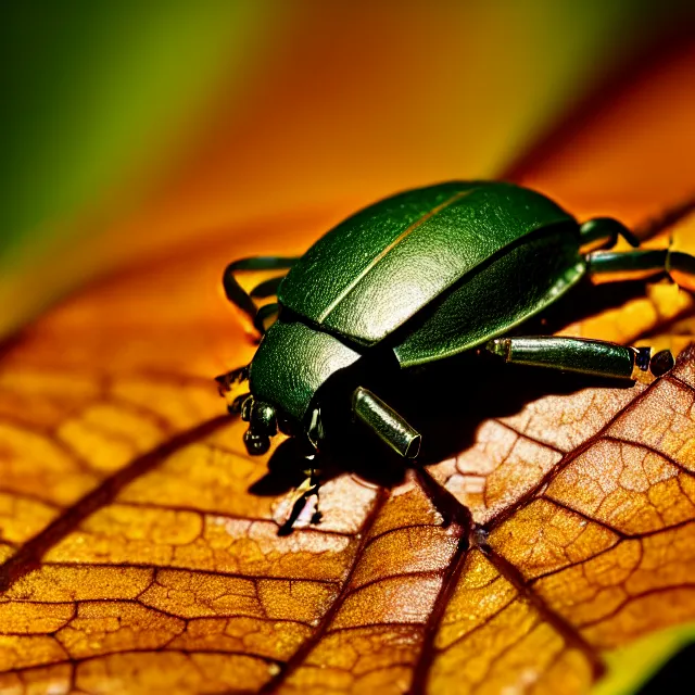 Prompt: a close up view of a bug on a leaf, a macro photograph, featured on cg society, macro lens, ultra detailed, macro photography, atmospheric lighting, intricate, volumetric lighting, beautiful, sharp focus, in the art style of marc simonetti, bowater charlie and brom gerald, astrophotography