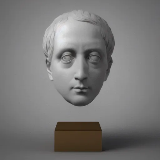 Image similar to the head of napoleon with the eyes staring at the camera, 3 d octane render.