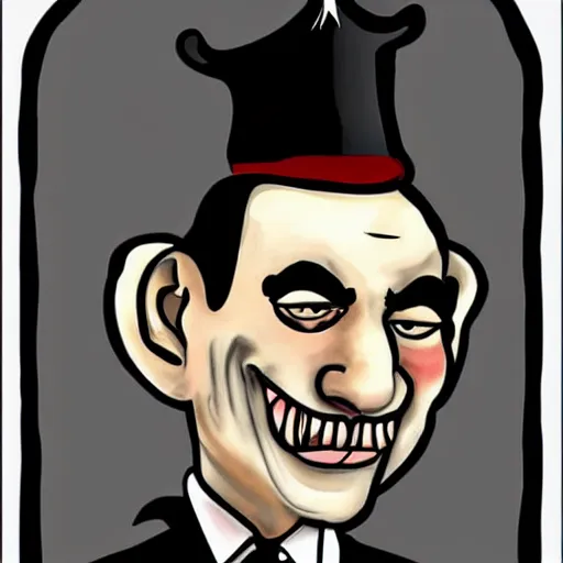 Image similar to a portrait of benjamin netanyahu as dracula, tim burton style