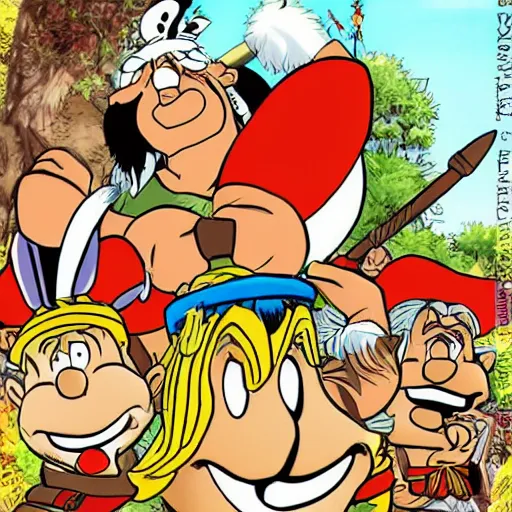 Prompt: Asterix and obelix, manga style