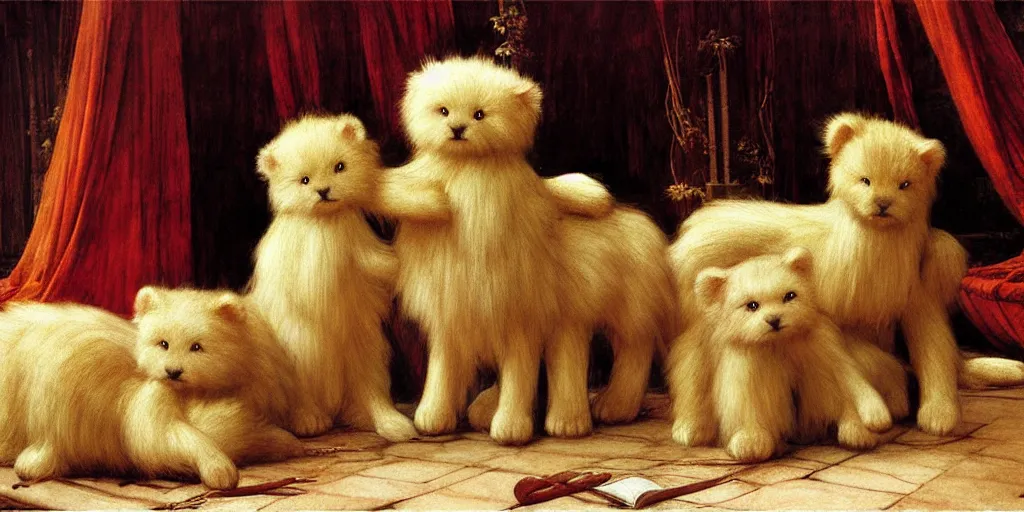 Image similar to 3 d precious moments plush animal, realistic fur, master painter and art style of john william waterhouse and caspar david friedrich and philipp otto runge