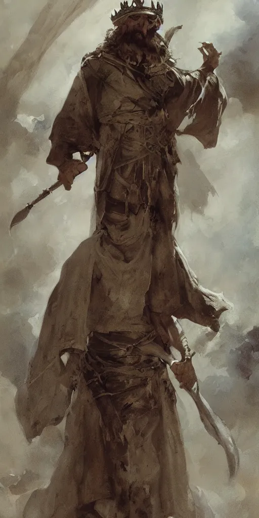 Image similar to a character study of the ancient historical biblical evil pagan king ahab of Israel by craig mullins and marc simonetti, Ross Tran and WLOP, by Andrew Wyeth and Gerald Brom, In the style of John singer Sargent and James gurney, ARTSTATION, cgsociety, polycount, character design, CINEMATIC, AWE INSPIRING, BEAUTIFUL, ART GERM