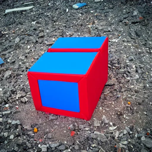 Prompt: ( ( red cube ) at the top of tower ), ( ( blue cube ) on the ground )