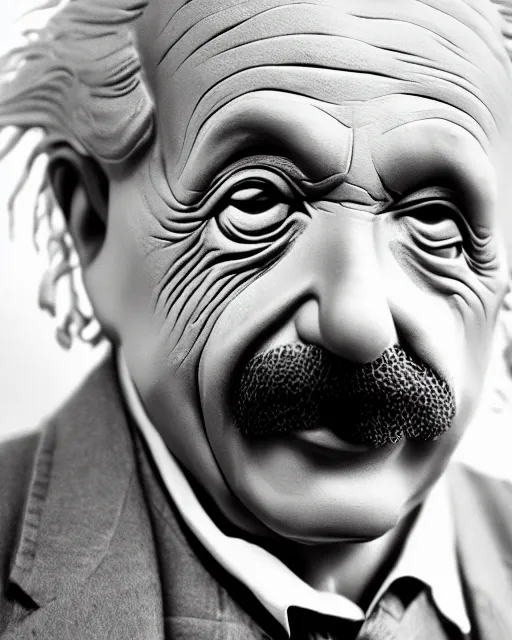 Prompt: A hyper-realistic photo of Albert Einstein, highly detailed, trending on artstation, bokeh, 90mm, f/1.4