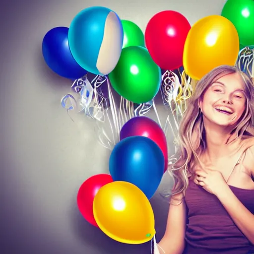 Image similar to birthday balloons with a realistic smiling face