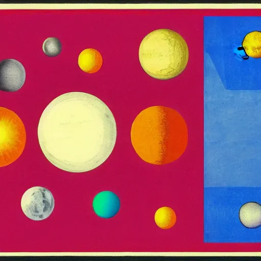 Prompt: solar system in the style of russian avant-garde, aspect ratio 16:9