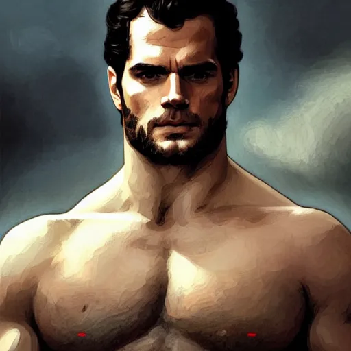 Image similar to Henry Cavill is a Greek god, gorgeous, amazing, muscular, intricate, elegant highly detailed, digital painting, artstation, concept art, sharp focus, illustration, art by artgerm, greg rutkowski, alphonse mucha